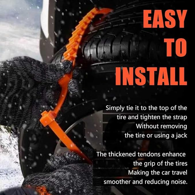 24 Pcs Reusable Snow Chains Universal Emergency Adjustable Anti-skid Tire Chains Fit for Most Car SUV Pickup Trucks Car for S