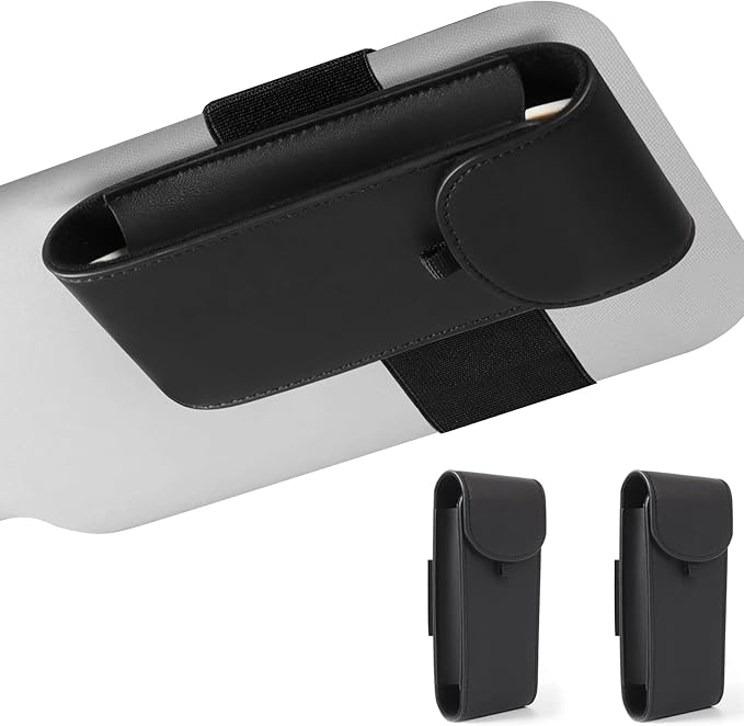 WOMACO Sunglass Holder for Car Visor, Magnetic Vehicle Eyeglasses Storage Case, PU Leather Eyeglasses Organizer Bag for Car