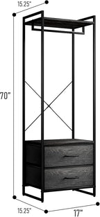 Sorbus Clothing Rack with Drawers - Clothes Stand Dresser - Wood Top, Steel Frame, & Fabric Drawers - Tall Closet Storage Org
