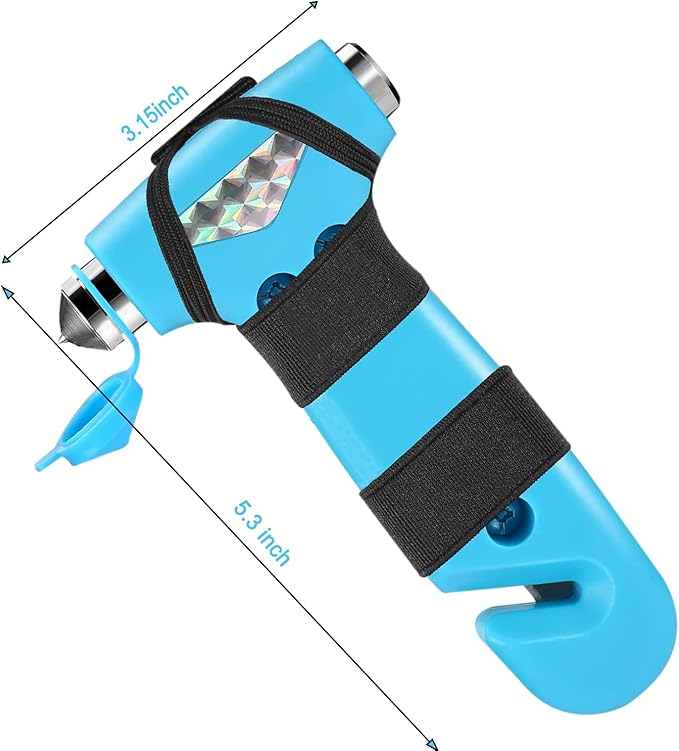 2 Pack Car Safety Hammer, 3-in-1 Emergency Escape Tool Window Breaker and Seat Belt Cutter with Light Reflective Tape for Fam