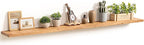Fun Memories 72 Inch Floating Shelves for Wall, Rustic Solid Elm Wood Shelves for Home Decor, 8 Inch Deep Floating Shelf Wall