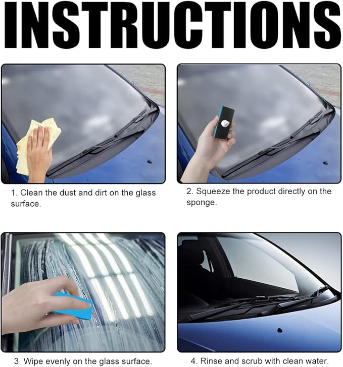 Glashiny - Glass Oil Film Removal Cream,Car Glass Oil Film Cleaner,Glass Oil Film Remover,Glashiny Glass Cleaner for Car (3PC
