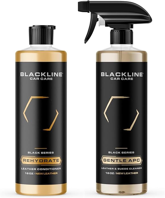 Blackline Leather Cleaner and Conditioner Care Kit - 2 (16 Fl Oz) Bottles - Effectively Cleans And Conditions Leather Car Int