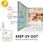 KESPEN Window Film One Way Daytime Privacy Static Cling Sun Blocking Anti UV Reflective Window Tint for Home and Office, Green-Silver, 23.6 Inch X 6.5 Feet