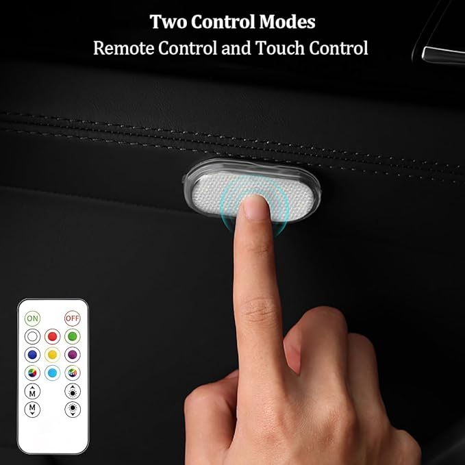 Remote control and touch control operation of 7 color car interior ambient LED light
