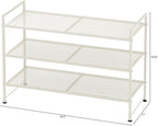 Simple Houseware 3-Tier Stackable Mesh Shoe Rack, White