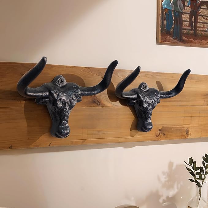 Cast Iron Cowboy Hat Holder, Wall Mounted Hat Storage Organizer, Western Decor for Bedroom