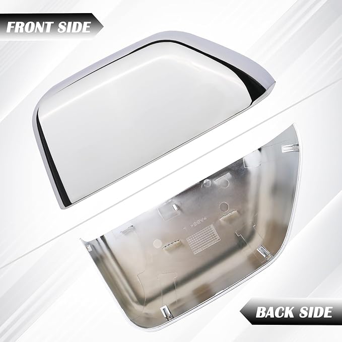 Chrome Tow Mirror Cover Cap | For 2017-2024 F250 F350 F450 F550 Super Duty Side by Side Accessories | LH Left Driver Side Exterior Plastic Rearview Top Half Door Mirror Cover