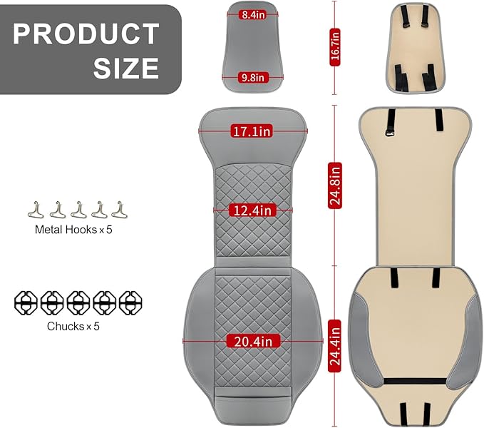 2 Pack Leather Front Seat Covers, Universal Sideless Car Seat Protectors, Waterproof Automotive Seat Cover for Most Cars Truc