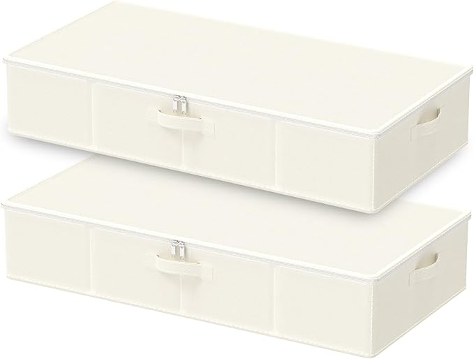 Under Bed Storage Containers, Foldable Closet Organizers with Handles, Underbed Cube Organizer Basket with Zippered, 2 Pack, 