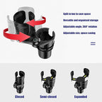 Dual Car Cup Holder Expander, 2 in 1 Multifunctional Auto Drink Adapter with Adjustable Base, 360 Degrees Rotating Cupholder Extender with Compass, Universal Car Accessories