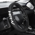 Leather Steering Wheel Cover with a Rubber Inner Ring fit for 14-15 Inch Breathable Lightweight Easy to Install Compatible wi