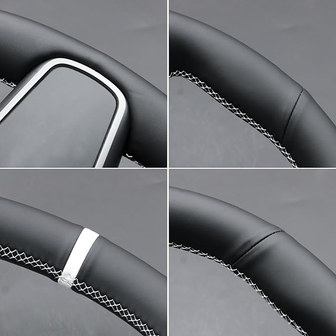 MEWANT Hand Stitched Steering Wheel Cover for Tesla Model 3 2017-2023 / Model Y 2020-2023 for Tesla Model 3/Y Accessories