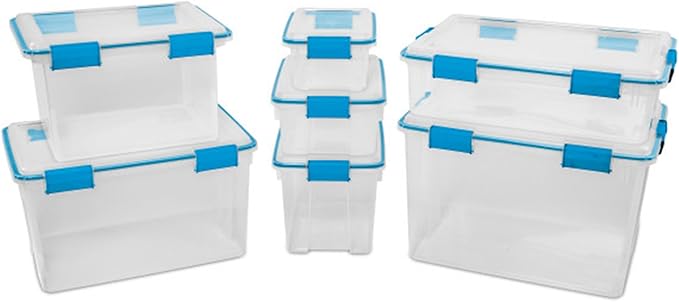 Sterilite 24-Pack Gasket Box, Weather-Resistant Storage Bins with Latching Lids, 12 Quart - Heavy-Duty Organizing Containers 