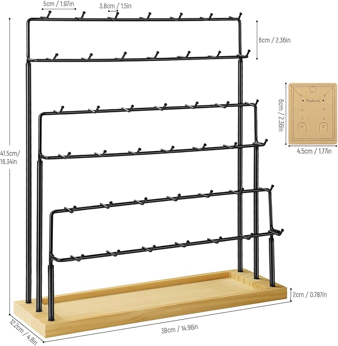 Jewelry Display for Vendors,6 Tiers 42 Hooks Earring Rack Display Holder Stand, Earring Organizer Holder for Necklaces Rings 