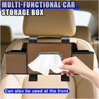YoRise Multifunctional Car Back Seat Organizer, Leather Automotive Headrest Phone & Tissue & Cup Holder with Hooks, Family Travel Vehicle Backseat Storage Box for Drink, Snack, Handbag (Brown)