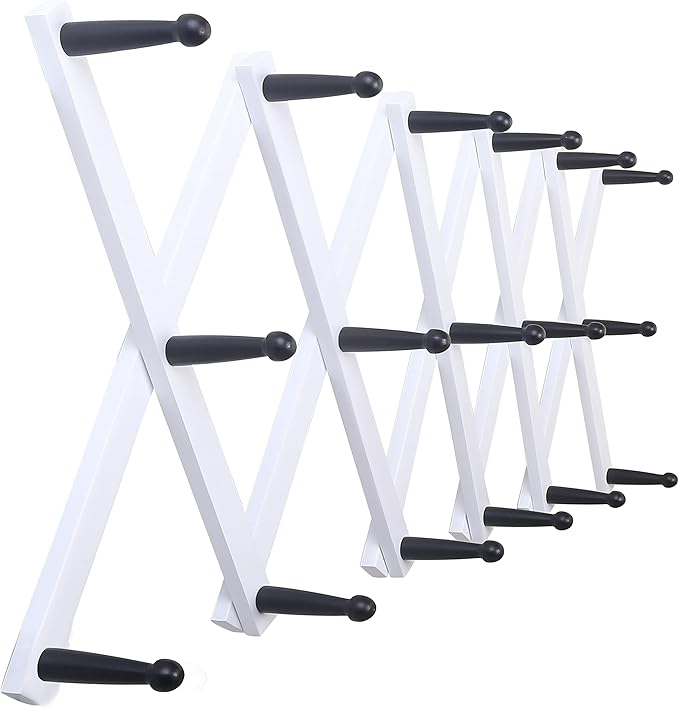 SKOLOO Hat Rack for Wall with 17 Hooks, Solid Wooden, Modern, Expandable Coat Rack Wall Mount for Coats, Hats, Bags, Baseball