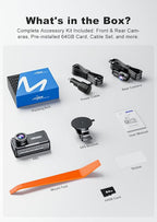 JOMISE 4K Dual Dash Cam Front and Rear,Dashcam for Cars with 3.2" Touchscreen, 64GB Card, GPS & 5.8GHz WiFi, Enhanced Night V