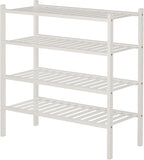 ROMGUAR CRAFT 4 Tier Bamboo Shoe Rack for Closet Free Standing Wood Shoe Shelf for Entryway Small Space Stackable 27"x11"x26"