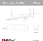 ClosetMaid Hideaway Behind-the-Hangers Hanging Wire Shelf for Closets, Pantries, Laundry Rooms (3-Pack)