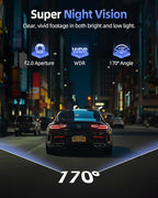4K Dash Cam Front and Rear, 64GB SD Card, 1.5” IPS Display Car Camera, 5Ghz WiFi+App Control, Night Vision, 24H Parking Mode,
