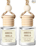 Amber & Vanilla Hanging Car Air Freshener – Long Lasting Essential Oil Diffuser for Car, Closet, Bathroom – 2-Pack Natural Sc