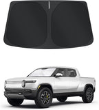 TINGLU Sun Shade for Rivian R1T 2022-2025 2026 Accessories Windshield Sun Shade Window Shade UV Rays Protection Sun Visor Cover with Steering Wheel Sunshade Storage Bag