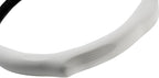Quick Install Sporty White Perforated Nappa Leather Steering Wheel Cover with Black Top Stripe for Tesla Model Y White Trim