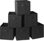 Casafield Set of 6 Collapsible Fabric Cube Storage Bins, Black - 13" Foldable Cloth Baskets for Shelves, Cubby Organizers & M