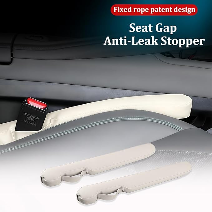 Car Seat Gap Filler, 2PCS Between Vehicle Seats Console Organizer Stop Things from Dropping, Automotive Interior Chair Gap Coverage Fill, Universal for SUV Automobile Truck (Beige)