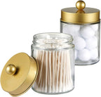 Amolliar 4 Pack Apothecary Jars Bathroom Vanity Storage Organizer Set -Countertop Canister with Stainless Steel Lids &Cute St