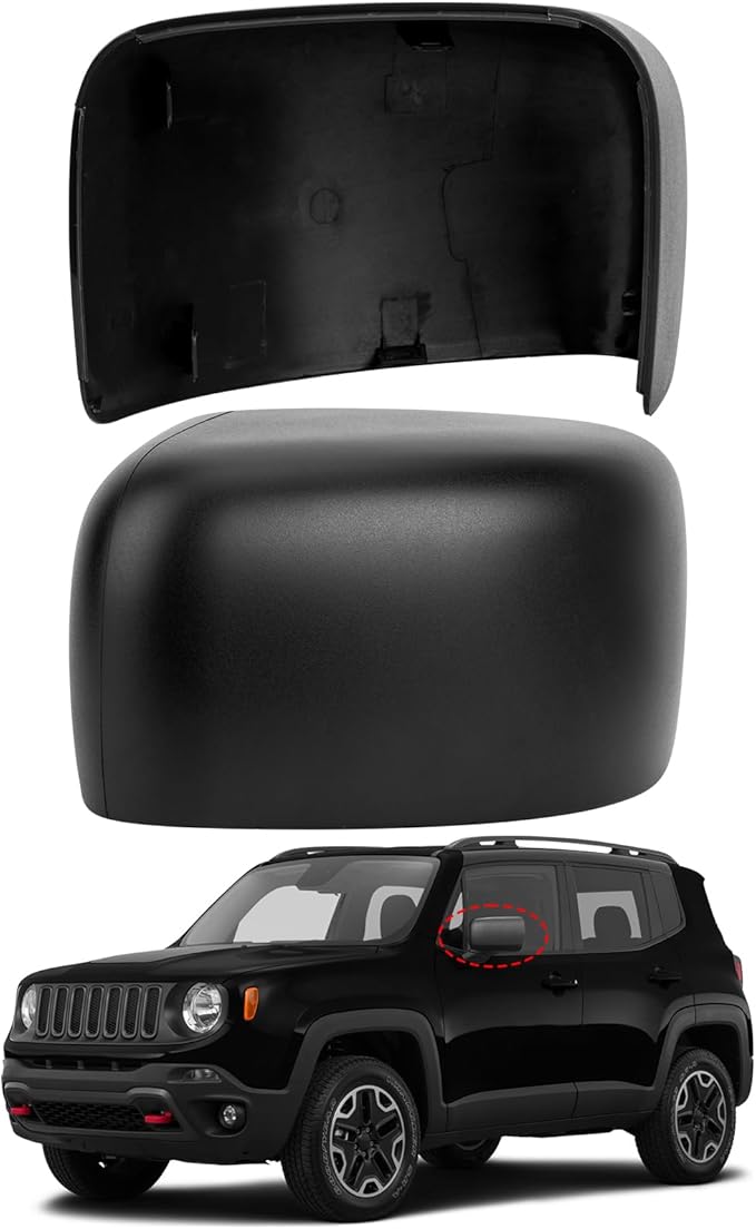Driver Side Mirror Cover Replacement for Jeep Renegade 2015 2016 2017 2018 2019 - Left Side Mirror Covers, Rear View Mirror Cap Accessories Without Lamp, Textured