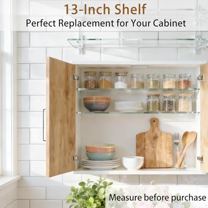 Yunguzi 2 PCS 13 Inch Acrylic Medicine Cabinet Shelves – Clear Replacement Cabinet Shelf for Bathroom, Kitchen, Living Room, 