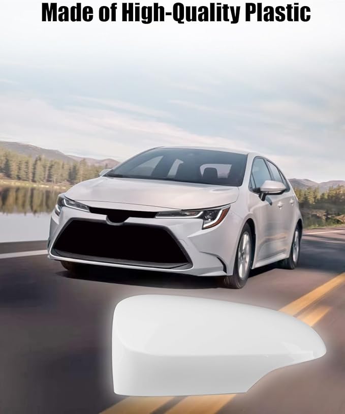 Left Driver Side Mirror Cover Cap Fit for Toyota Corolla with Turn Signal 2014 2015 2016 2017 2018, White