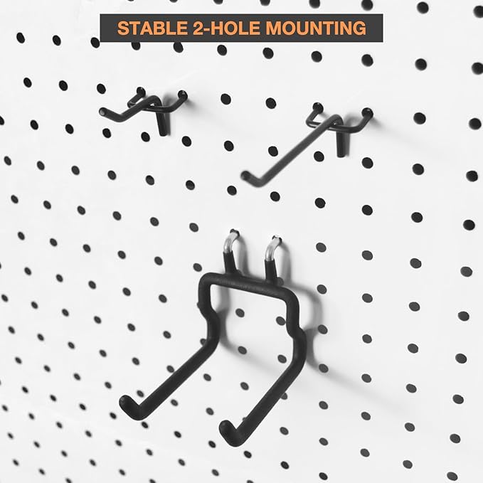 G.CORE 24-Pack Pegboard Hooks, 2" 4" Peg Board Tool Utility Hangers Fit 1/4" Pegboards, Heavy Duty Metal Shelving Brackets, W
