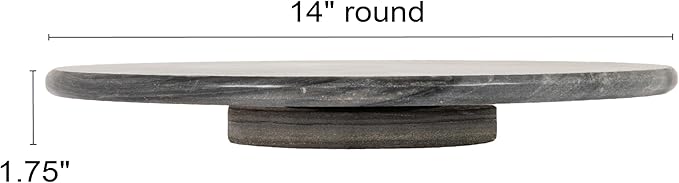 Creative Co-Op Round Marble Lazy Susan, Grey