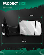 SCITOO Tow Mirrors Compatible with for 2009-2010 For Dodge For Ram 1500 2011-2019 For Ram 1500 2500 3500 Pickup Truck Power Adjusted Heated Turn Signal Puddle Light Black Towing Mirrors LH RH