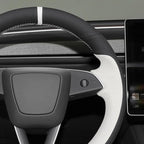 MEWANT DIY Stitching Real Leather Steering Wheel Cover Wrap for Tesla Model 3 Highland 2023-2025/Model Y 2025 Highland for Tesla Model 3/Model Y Accessories(3D Style)