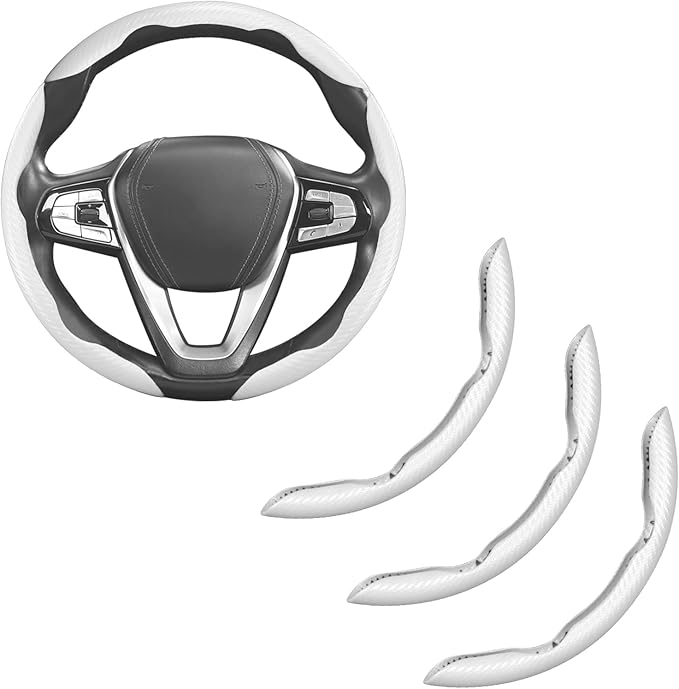 Carbon Fiber Steering Wheel Cover 3pcs Anti-Slip Car