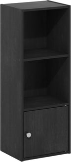 Furinno LUDER Book Shelf, 3-Tier Modern Bookshelf, Bookcase with 1 Door Storage Cabinet, 9.3 x 12 x 31.5, for Organization an
