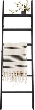 6-Tier Blanket Ladder – 5.5 Ft Wall Leaning Quilt Rack, Farmhouse Blanket Storage for Living Room, Bedroom & Bathroom – Rusti