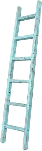 BARNWOODUSA Rustic Decorative Ladder - 100% Upcycled Wood (72" x 12" x 1.5", Robins Egg Blue)