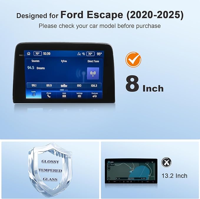 for 2020 Ford Escape Screen Protector for 2020-2025 Escape Active/ST-Line Select/Titanium SYNC 3 8" Touchscreen for 2025 Esca