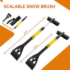 34" Extendable Ice Scraper and Snow Brush for Car Windshield, 360° Rotating (R001)