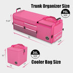 LIBZAKI Oversize 4 in 1 Car Trunk Storage Organizer, Multi Compartment Collapsible Trunk Storage Box with Cooler Bag for Car
