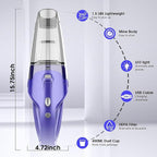 Handheld Vacuum Cordless Rechargeable – 6000Pa Mini Hand Held Vacuum, LED Light, 20–25 Mins Runtime, USB Charging, 500ML Cup 