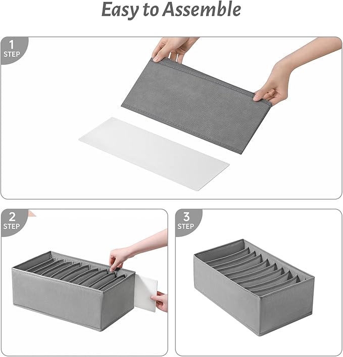 4 Packs T-shirt Drawer Organizers for Clothing,10 Grids Compartment Wardrobe Storage Box, Clothes Organizer for Folded Clothe