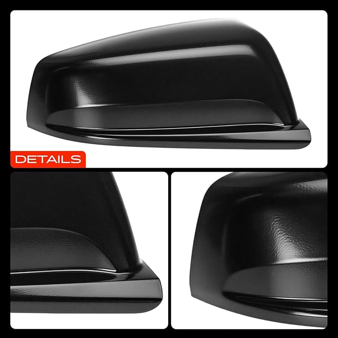 A-Premium Driver Side Rearview Mirror Cover Cap - Compatible with Chevrolet Malibu 2013-2015, Malibu Limited 2016 - Smooth Black, Without Turn Signal Hole
