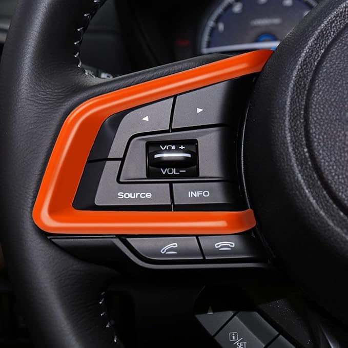 Auovo Steering Wheel Cover Trims for Subaru Crosstreck Outback Legacy Accessories 2018-2025 2026 Steering Wheel Panel Frame Covers for Subaru Impreza 2017-2026/19-26 Forester/Ascent 2018-2026 (Orange)