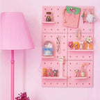 HGYZE Peg Boards for Wall with Shelf & Hooks, No Punching Craft Storage, Small Pegboard Ledges Organizer for Hanging Keychain